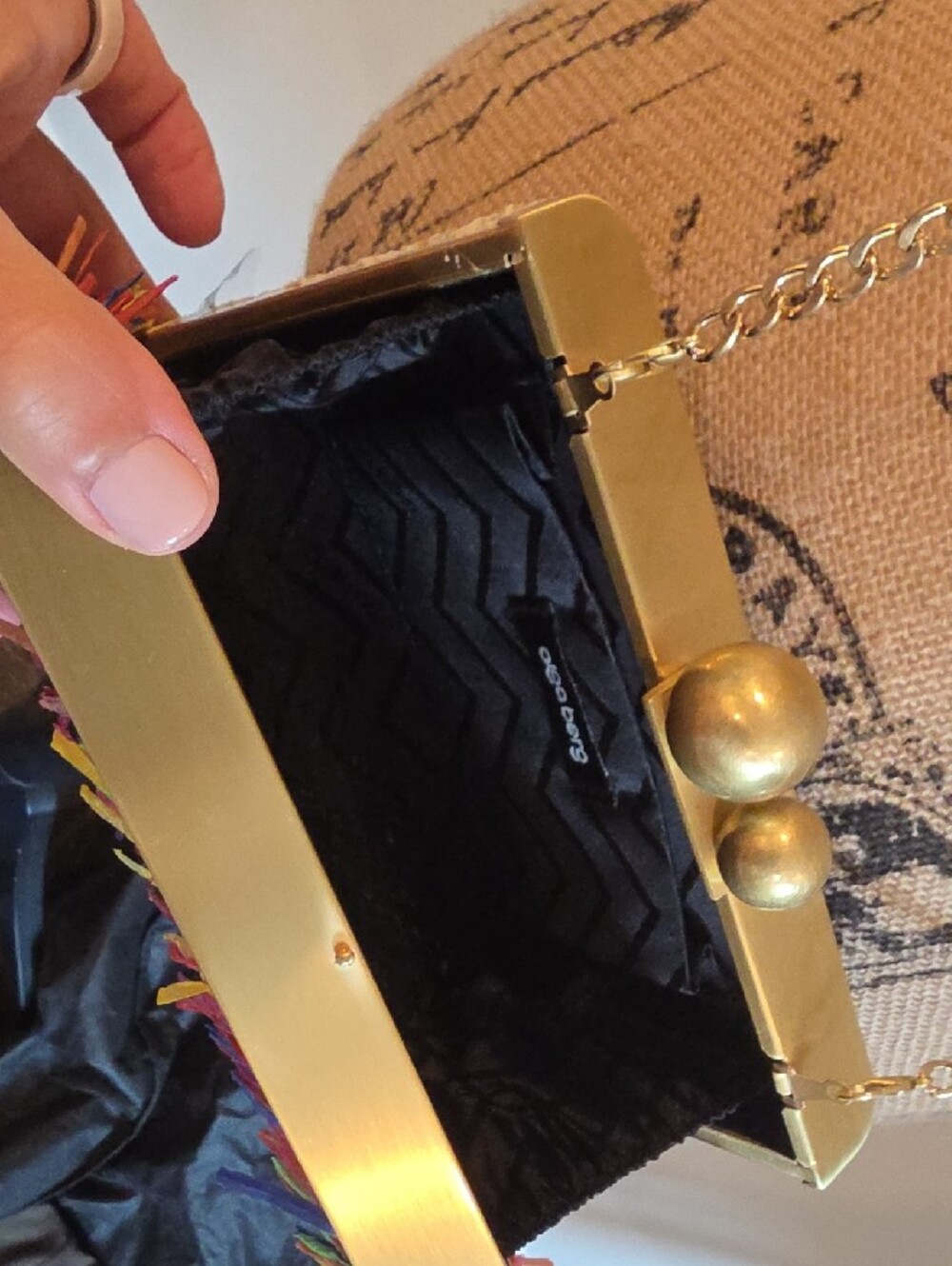 Olga Berg Multicolor Fringe Clutch with Gold Chain - Picture 11 of 15